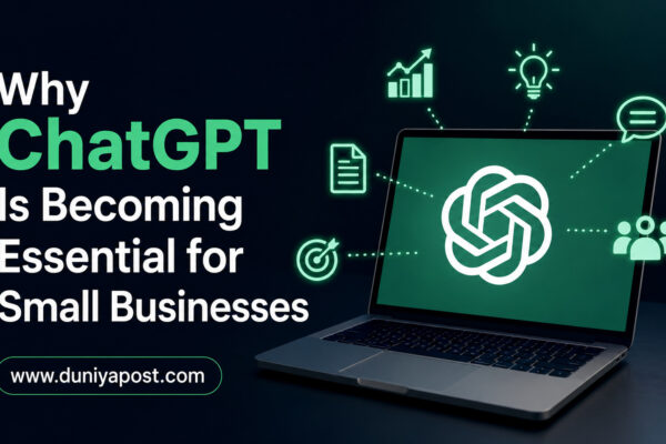ChatGPT helping a small business owner manage daily tasks and create content.